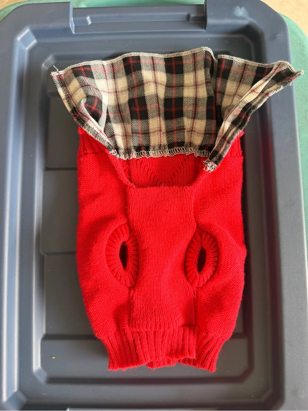 Red Cable-Knit Men's Boxer Briefs with Plaid Waistband